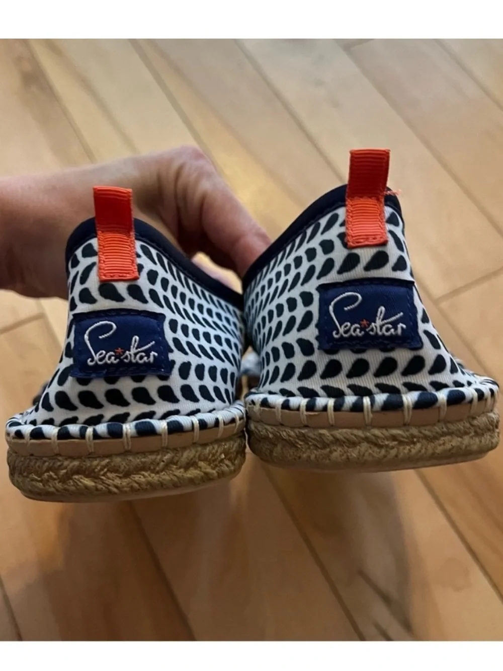 Sea Star Beachwear Navy White Patterned Mariner Beachcomber Espadrille size 8